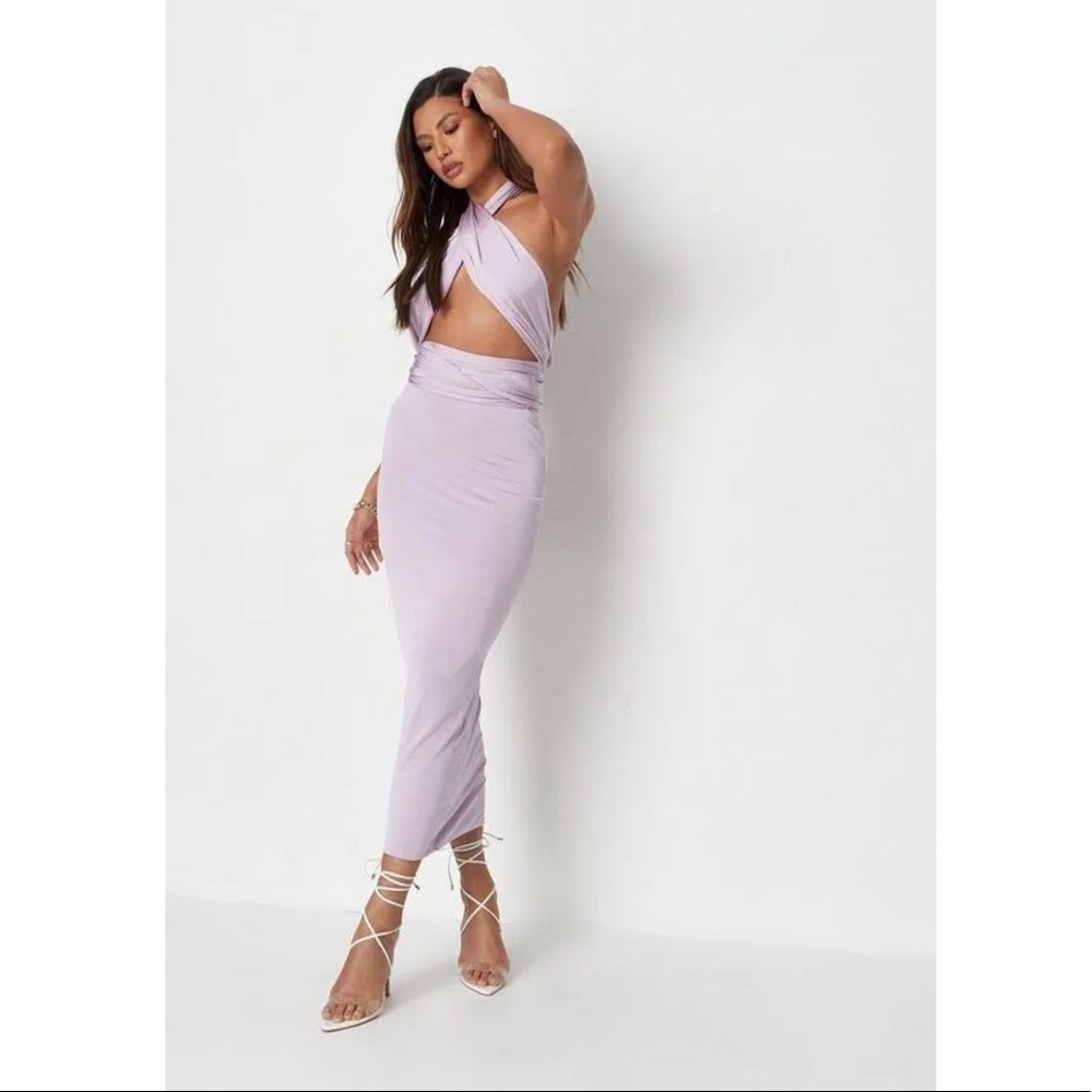 missguided slinky wrap around midi dress